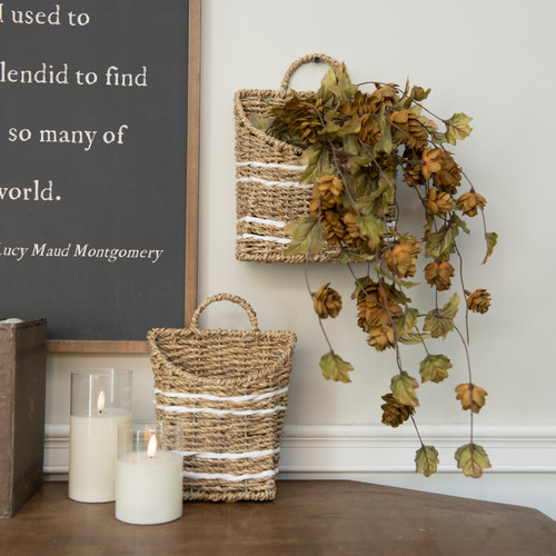 SET/ 2 HANGING WOVEN BASKETS