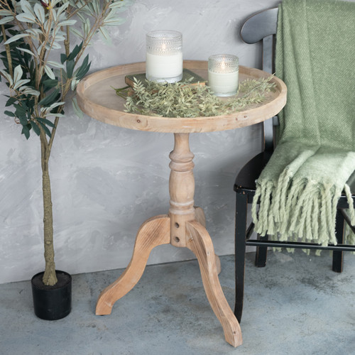 ROUND WOOD TRAY TABLE