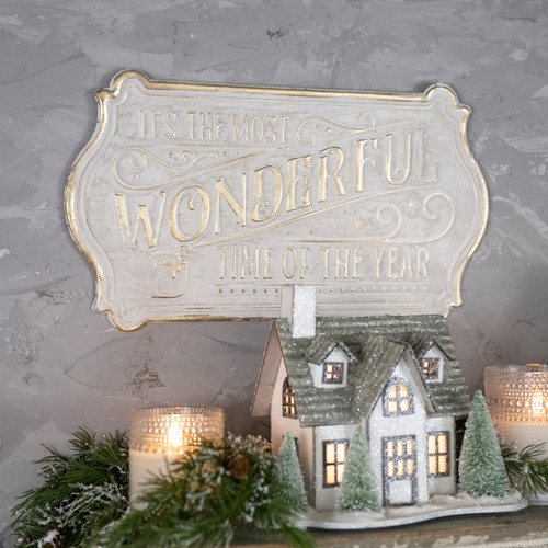 GOLD & WHITE MOST WONDERFUL TIME OF YEAR SIGN