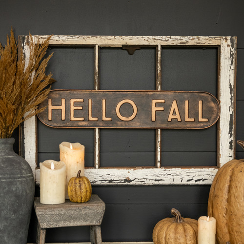 24" METAL HELLO FALL SIGN