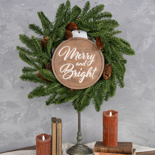 MERRY & BRIGHT WOOD ORNAMENT SIGN