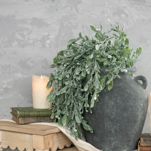 27" FROSTED MISTLETOE HANGING BUSH