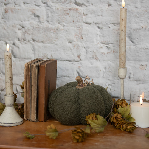 5.5" DARK GREEN BOUCLE PUMPKIN