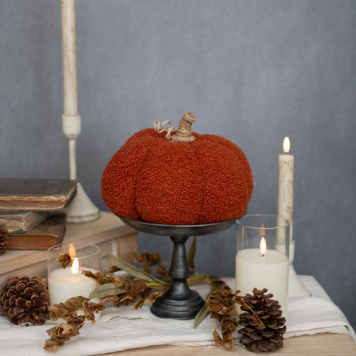 5.5" DARK ORANGE BOUCLE PUMPKIN