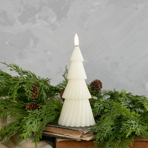 7.5" CREAM 3D FLAME TREE CANDLE