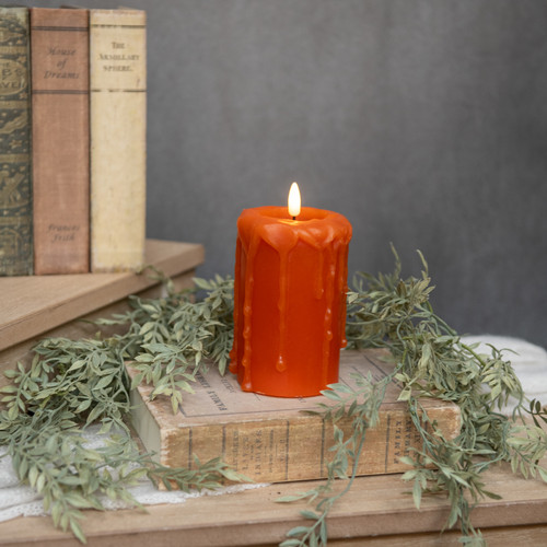 5" ORANGE 3D FLAME PILLAR CANDLE