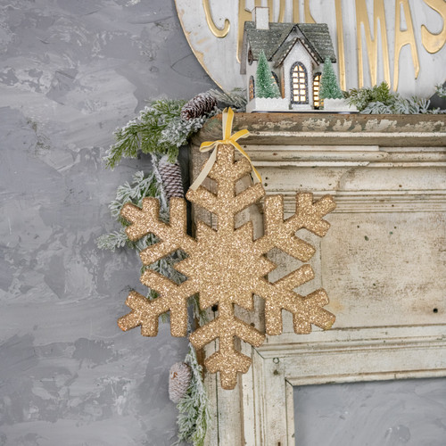 14.5" GOLD GLITTERED SNOWFLAKE