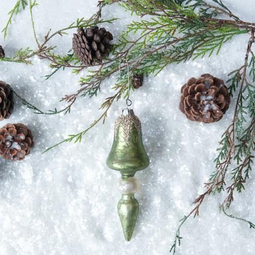 GREEN FINIAL BELL ORNAMENT