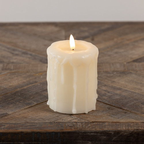 4" CREAM 3D FLAME PILLAR CANDLE