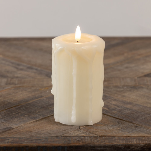 5" CREAM 3D FLAME PILLAR CANDLE