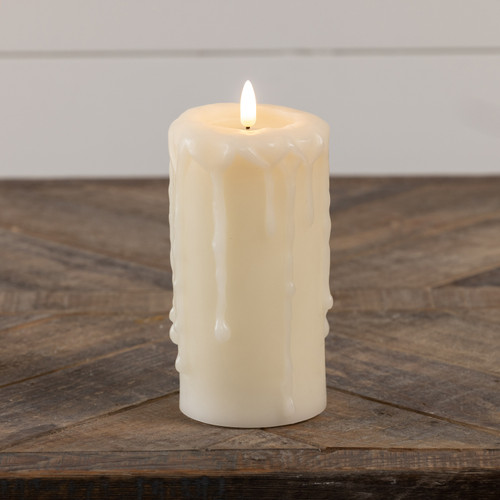 6" CREAM 3D FLAME PILLAR CANDLE