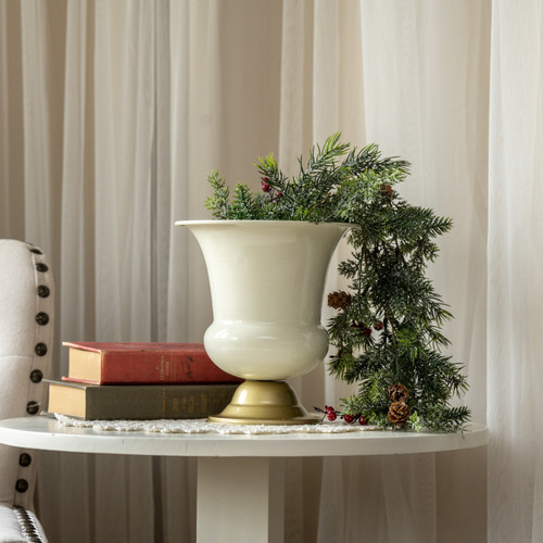 8.5" GOLD & WHITE URN