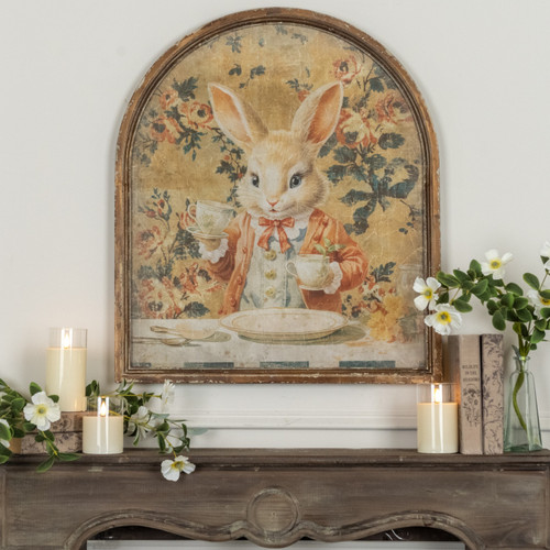 ARCHED FRAMED TEA PARTY BUNNY PRINT