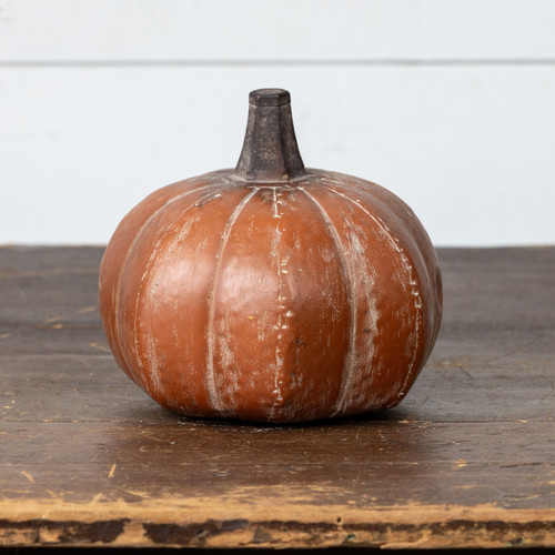 6.5" ORANGE METAL RUSTIC PUMPKIN
