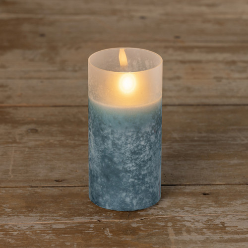 6" BLUE FROSTED GLASS 3D FLAME CANDLE