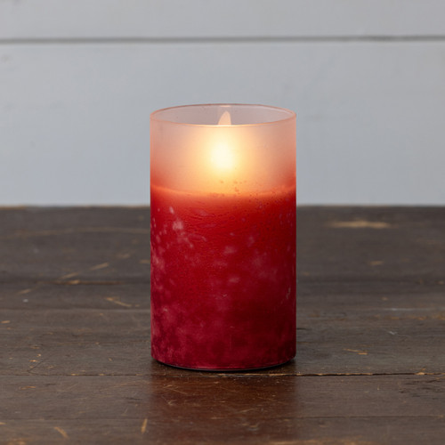 5" RED FROSTED GLASS 3D FLAME CANDLE