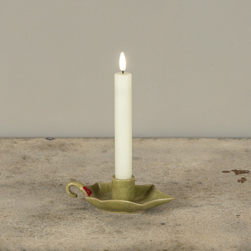 CERAMIC HOLLY LEAF TAPER CANDLE HOLDER