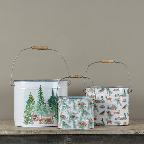 SET/3 PINE LANE METAL BUCKETS