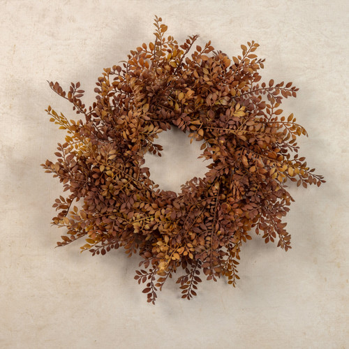 20" DUSTY BROWN RUSCUS LEAF WREATH