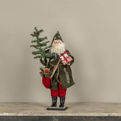 22" SANTA HOLDING GIFTS & FEATHER TREE