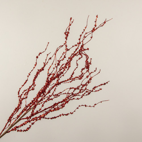 41" RED GLITTERED BRANCH W/ BERRIES