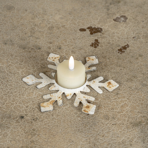 5" METAL SNOWFLAKE TEALIGHT CANDLE HOLDER