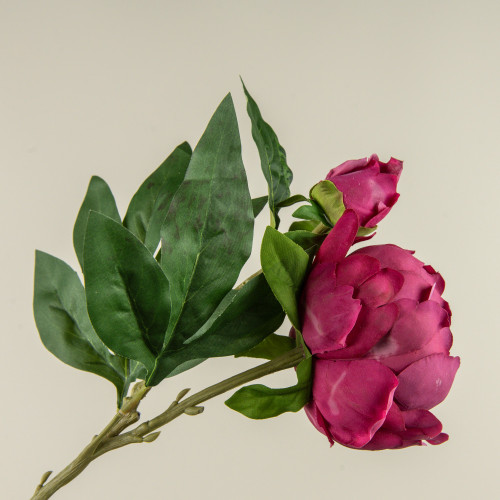 24" SOFT TOUCH DARK PINK PEONY STEM