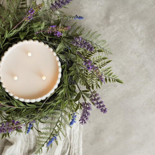 16" LAVENDER & FERN CANDLE RING