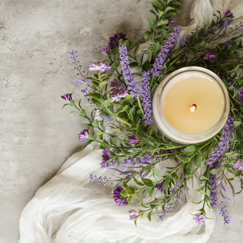 12" DARK PURPLE WILDFLOWER CANDLE RING