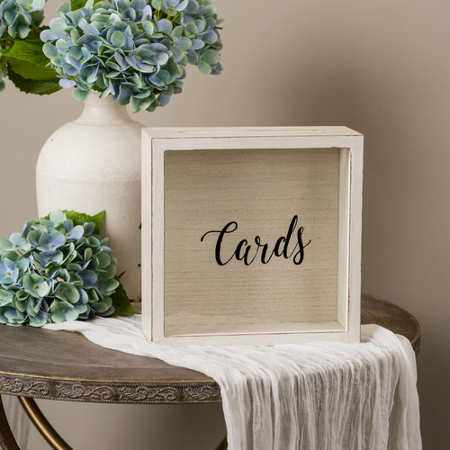 WHITE WOOD CARD BOX