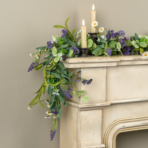 6' PURPLE & WHITE MIXED SPRING GARLAND