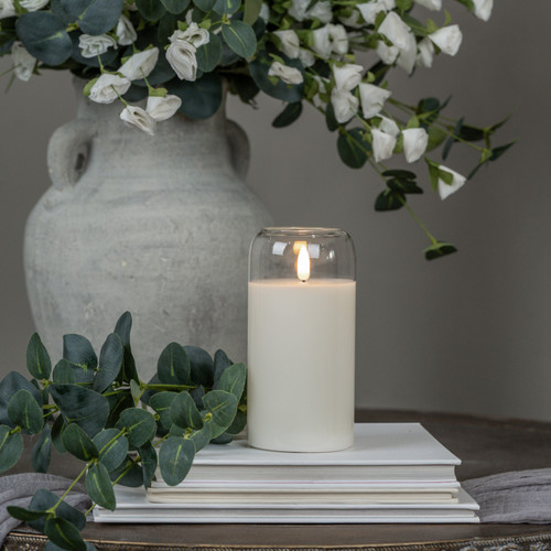 6" ARCHED GLASS 3D FLAME CANDLE