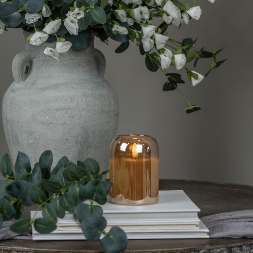 4" ARCHED CHAMPAGNE GLASS 3D FLAME CANDLE