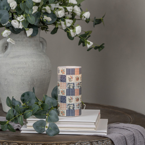 6" PATCHWORK GLASS 3D FLAME CANDLE