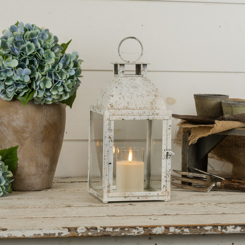 14.5" AGED WHITE LANTERN