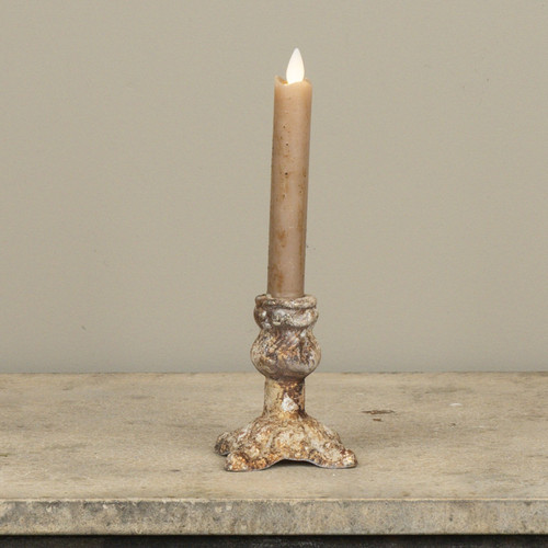 3.75" AGED FOOTED TAPER CANDLE HOLDER
