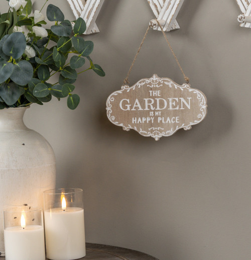 THE GARDEN IS MY HAPPY PLACE MINI HANGING SIGN