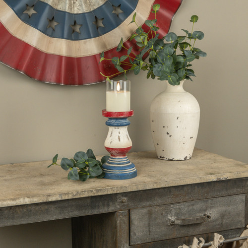 8.25" PATRIOTIC PILLAR CANDLE HOLDER