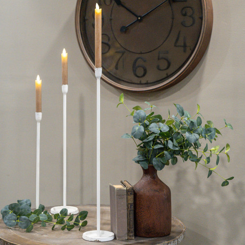 23.25" WHITE NEWTON TAPER CANDLESTICK