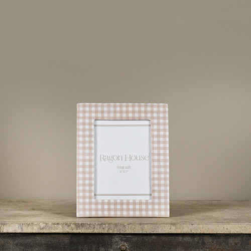 5" X 7" TAN GINGHAM PHOTO FRAME