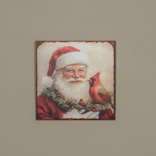 12" SANTA W/ CARDINAL PRINT