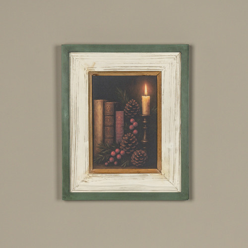 17" CANDLELIT LIBRARY FRAMED SIGN