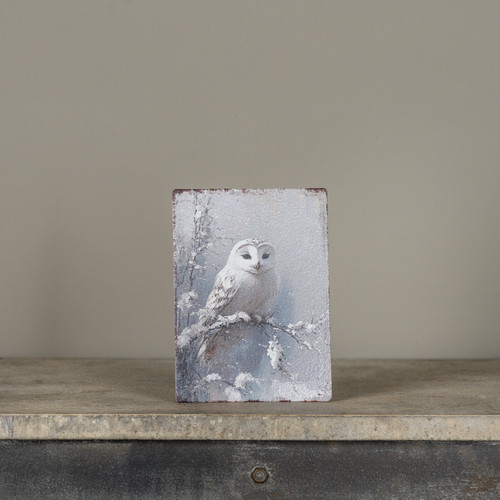 7" SNOW OWL TABLETOP SIGN
