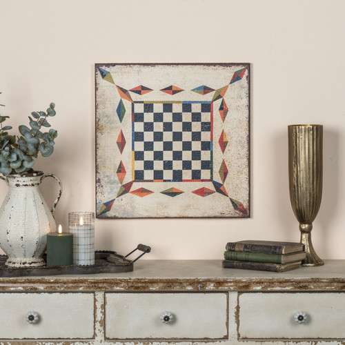 18" VINTAGE CHECKERBOARD & DIAMOND PRINT