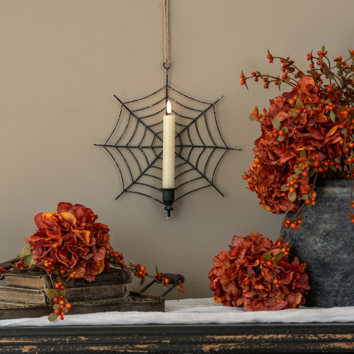 HANGING SPIDER WEB TAPER CANDLE HOLDER