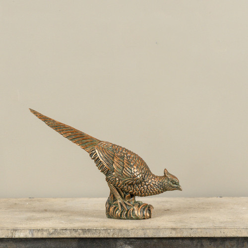 9.75" AGED GOLD PHEASENT STATUETTE