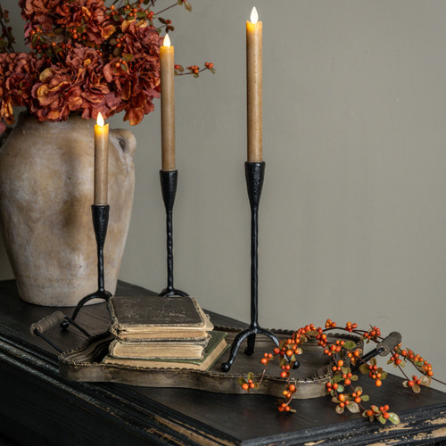 11.75" FORGED METAL TAPER CANDLE HOLDER