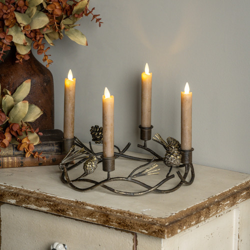 PINECONE & TWIG TAPER CANDLE HOLDER