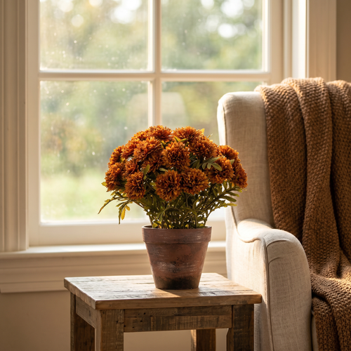 13" POTTED BROWN MUMS