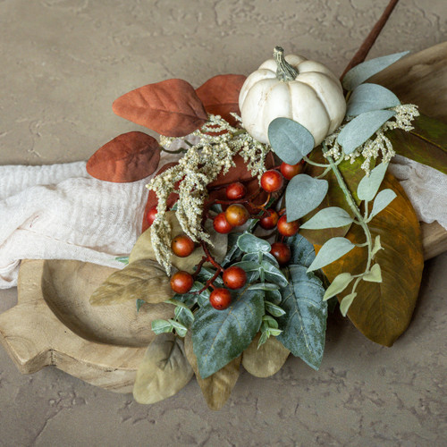19" PUMPKIN, EUCALYPTUS & BERRIES SPRAY